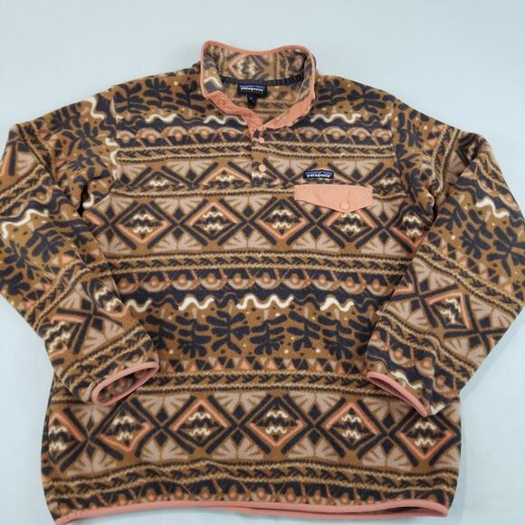 Patagonia Jackets & Blazers - Patagonia Synchilla Womens XL Snap T Mangrove Henna Brown Aztec Tribal Fleece
